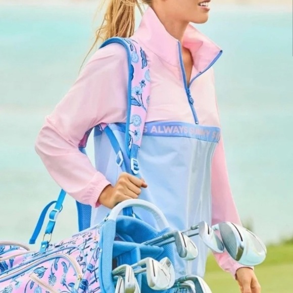 Lilly Pulitzer Tee Time Windbreaker half zip Jacket It’s Always Sunny XL used - Picture 3 of 12